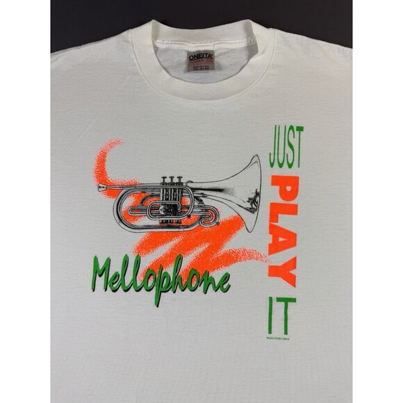 Vintage 1992 Music Stuff Mellophone Just Play It Single Stitch Shirt Oneita 2XL - Picture 3 of 16